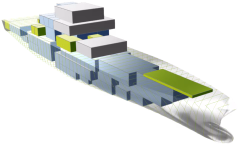 Ship Hull with Arrangement Blocks