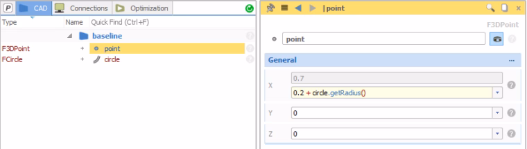 Expressions: Use the circle radius as input for the point