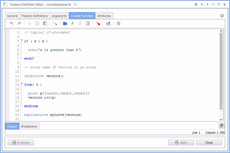 Geometry scripting: Control statements such as loops