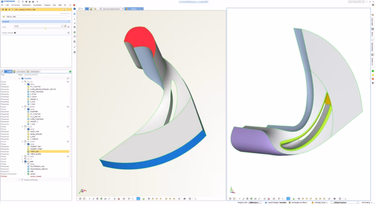 Parametric flow domain of impeller for automated meshing