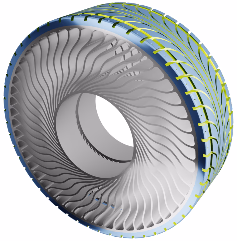 Parametric CAESES Model of the tire and its tread patterns in sideview