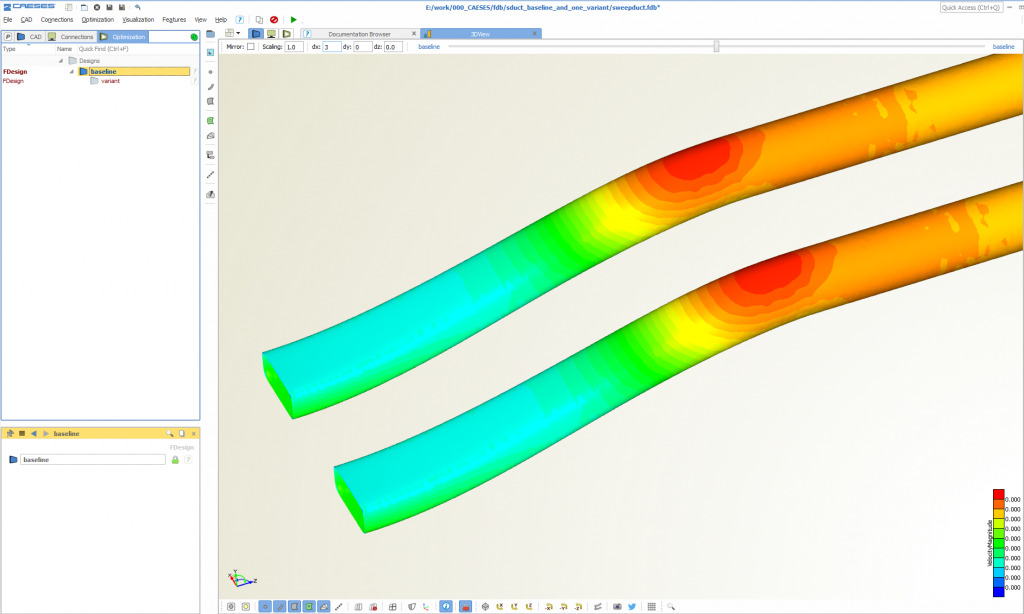 Compare geometry and simulation results of manual variants