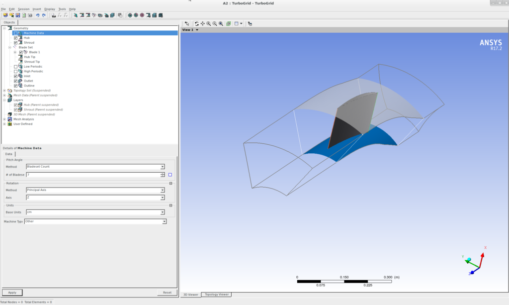 Blade imported by means of *.curve files