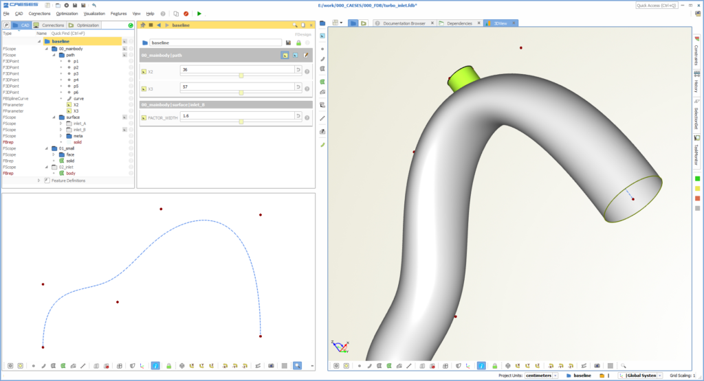 CAESES model of the turbo inlet duct