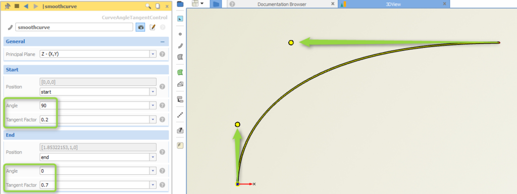 New helper curve for shaping with angles and tangents