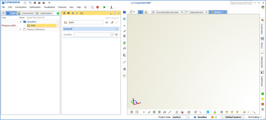 Create response surface object