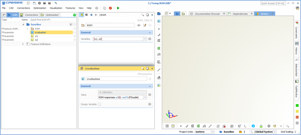 Introduce parameters and design variables, e.g. for automated studies