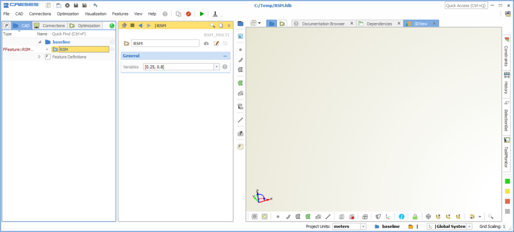 Enter variable values to perform a calculation on the response surface