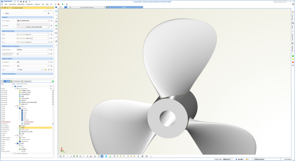 Parametric CAESES model of an efoil propeller