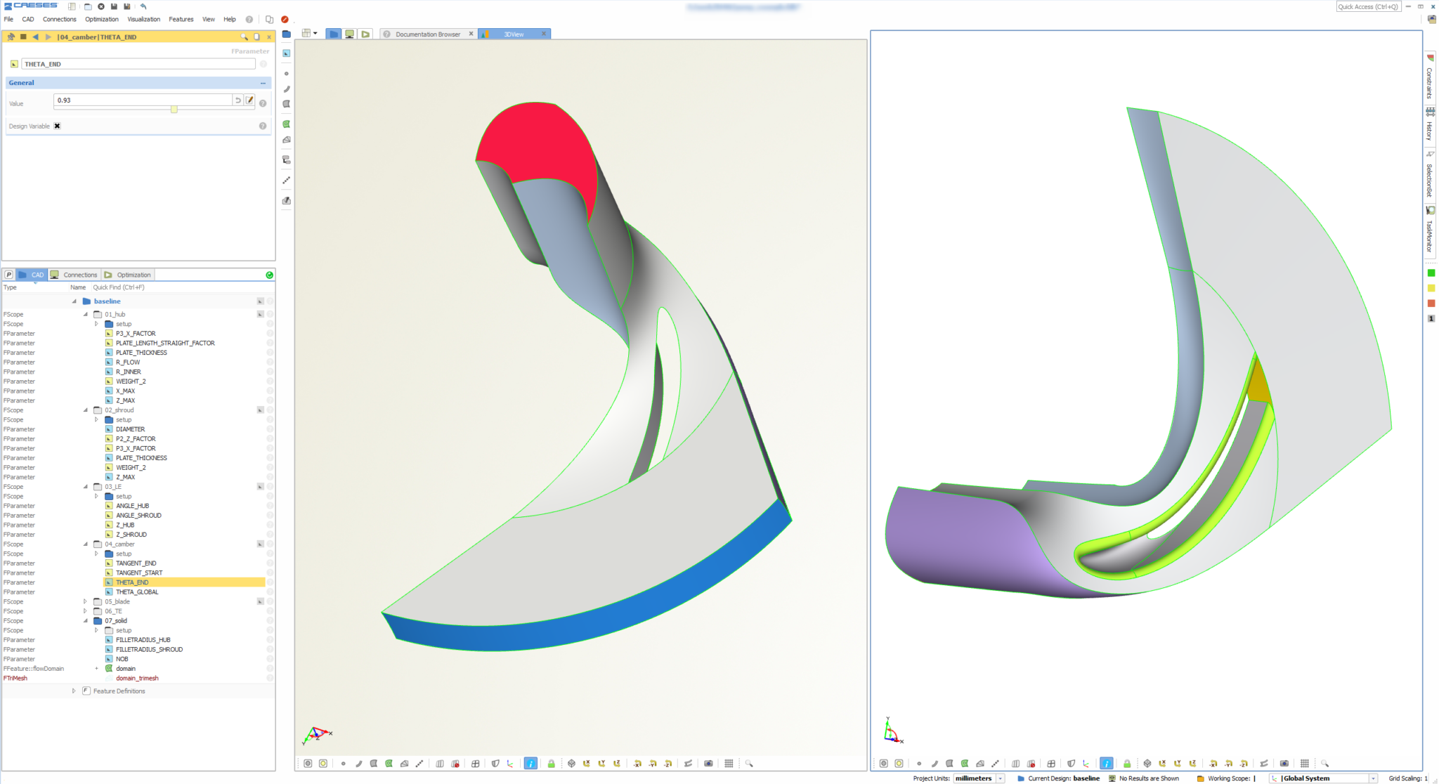 Water Pump Design Geometry for a Shrouded Impeller › CAESES