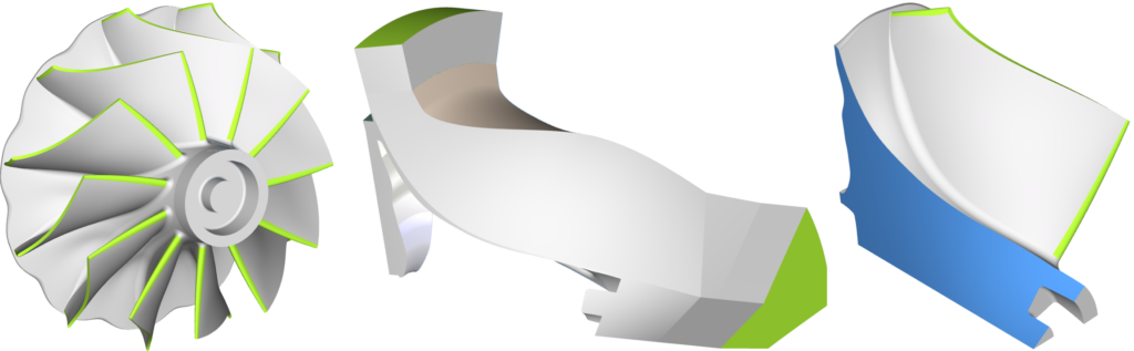 Geometry model of a turbine that automatically comes with the parametric domains for CFD and structural analysis