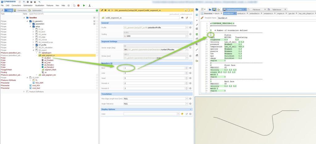 Custom boundary colors with IDs in CAESES, as given in the CONVERGE input file