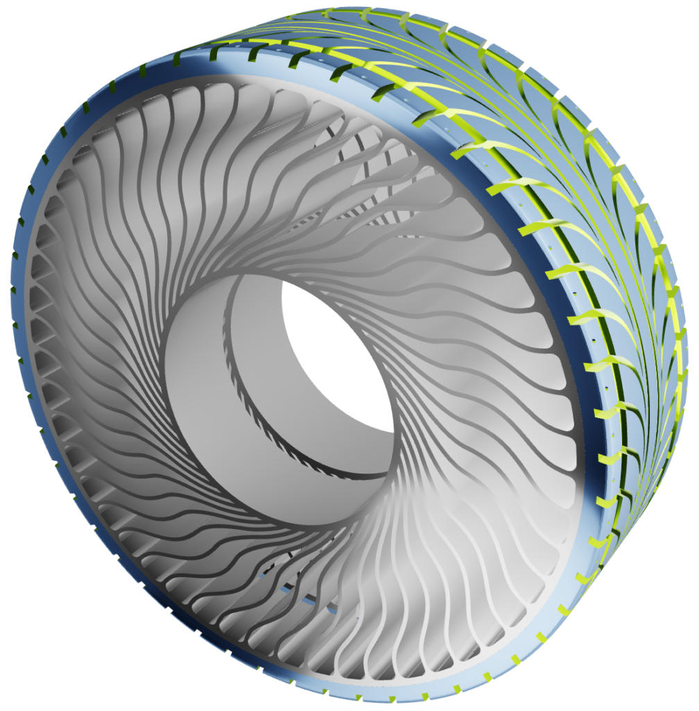 Advanced parametric CAESES Model of a tire and its tread patterns in sideview