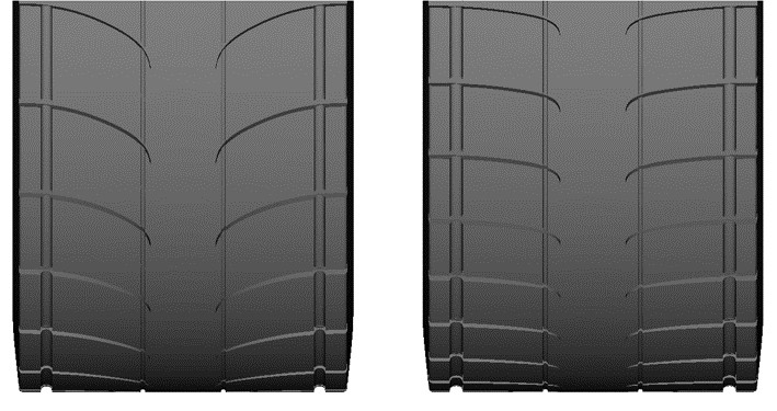 Baseline (left) and optimized tread pattern (right)