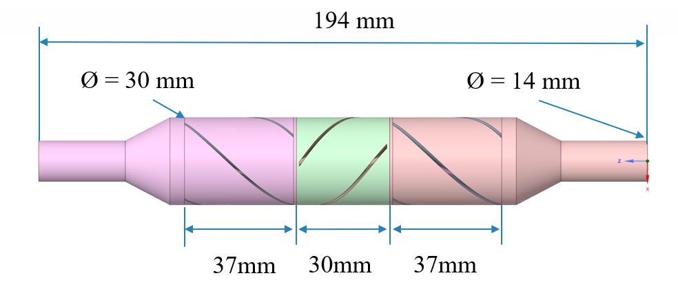 Dimensions for initial concept with physical testing